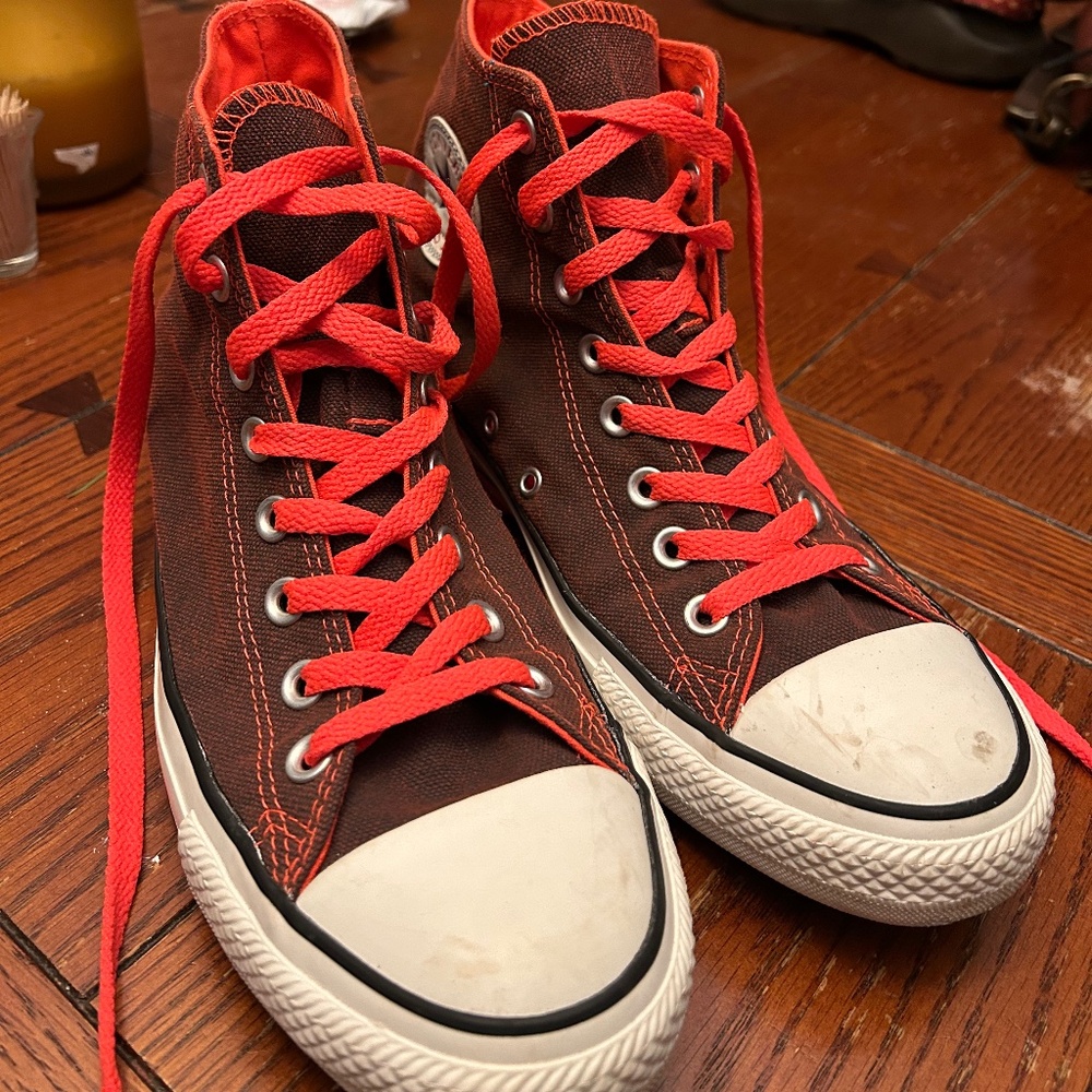 orange converse high tops